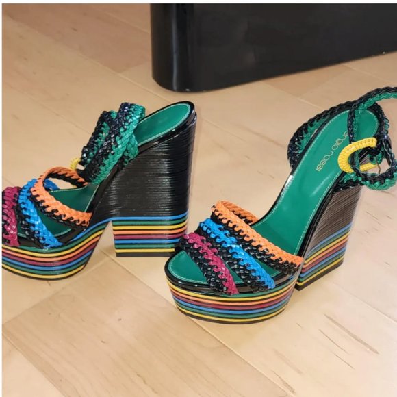 Sergio Rossi Multicolored platform sandals Sz 40 - Picture 6 of 7